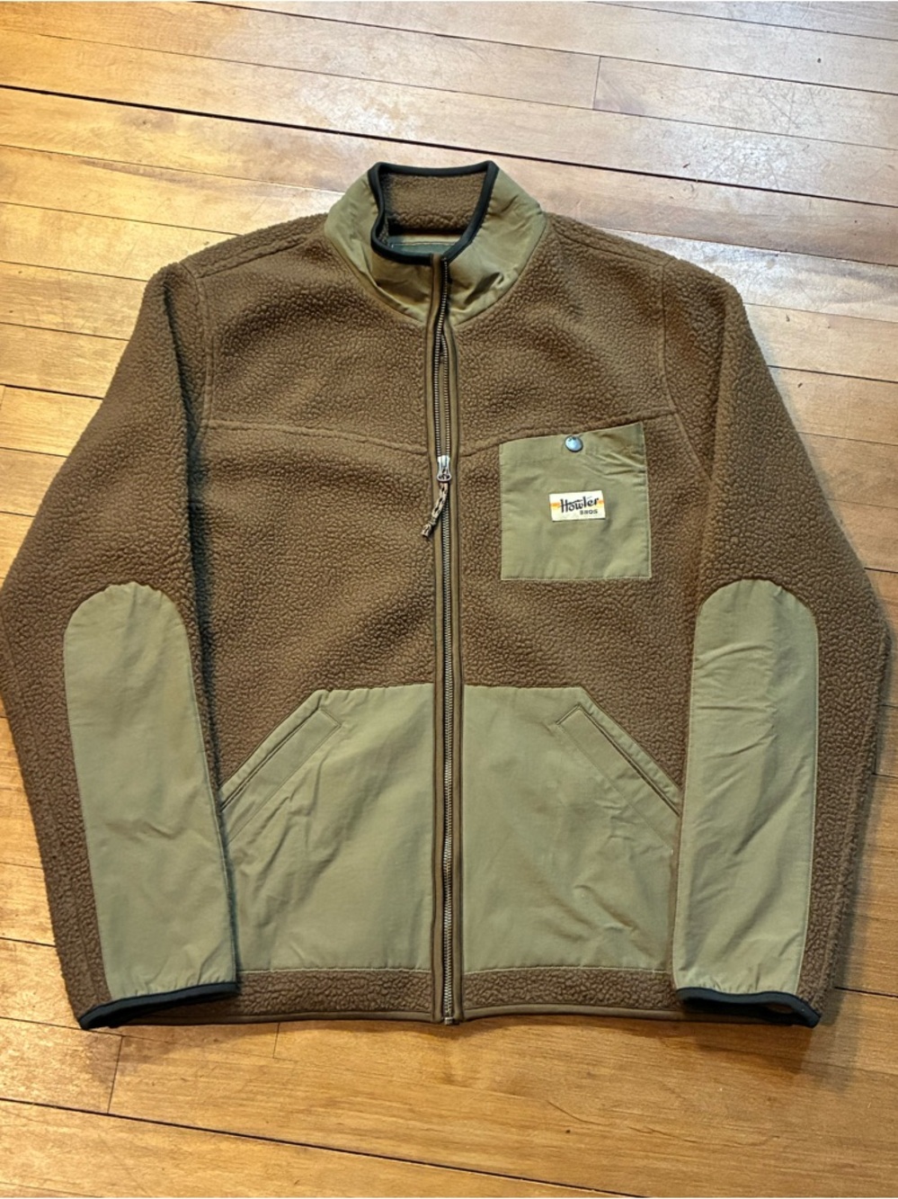 Howler Brothers Brown Sherpa Jacket with Olive Panels